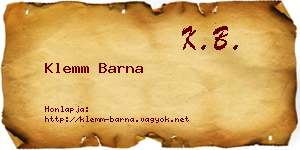 Klemm Barna névjegykártya